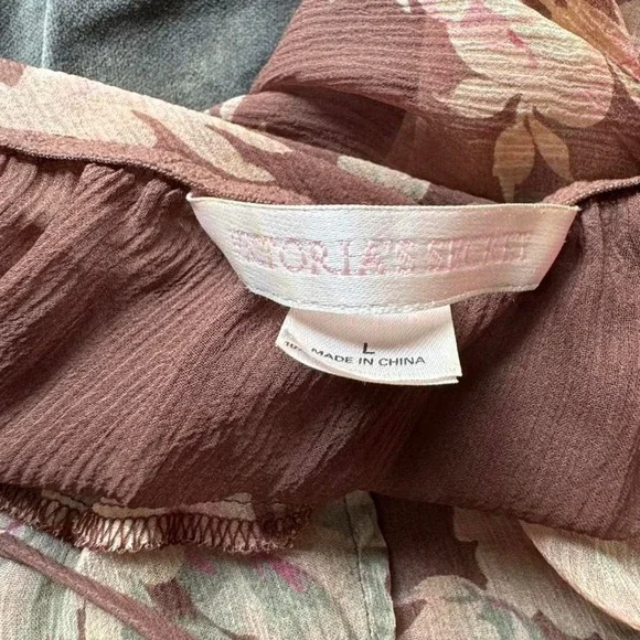 Vintage 2003 Victoria's Secret Floral 100% Silk Slip Brown Pink White Y2K - Picture 6 of 8